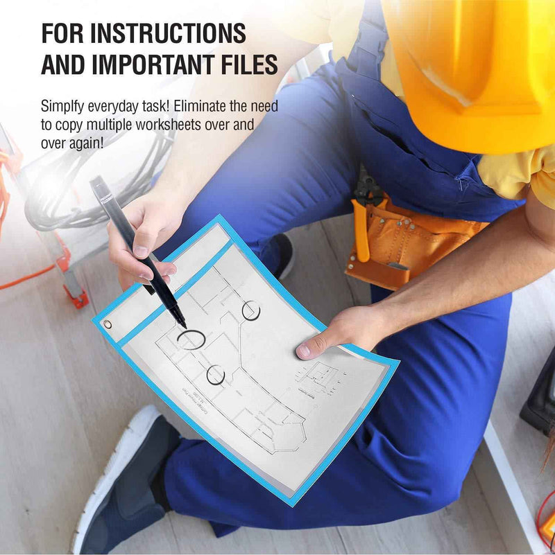 Dry Erase Pockets Reusable Sleeves 10x13 inch   50 Pack Dry Erase Pocket Sleeves Dry Erase Sleeves Classroom Pack Dry Erase Sheet Protectors Dry Erase Pouches Write and Wipe Pockets Erasable Pockets