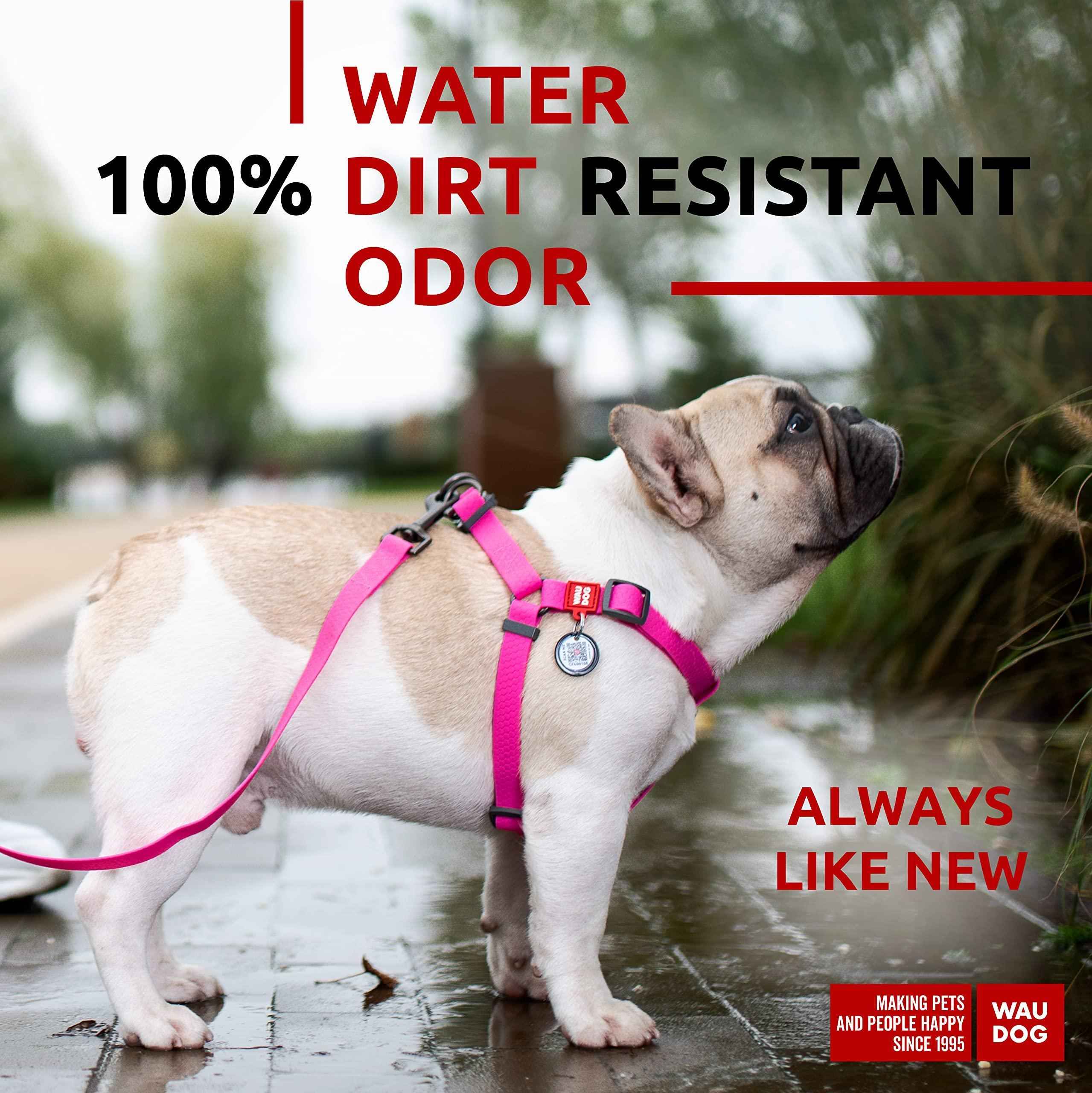 Waterproof Dog Harness   Adjustable Dog Harness for Large Dogs Small and Medium Dogs   Heavy Duty Dog Harness with Durable Metal Clasp and QR Dog Tag   Boy & Girl Dog Harness   Pink (20 32in)