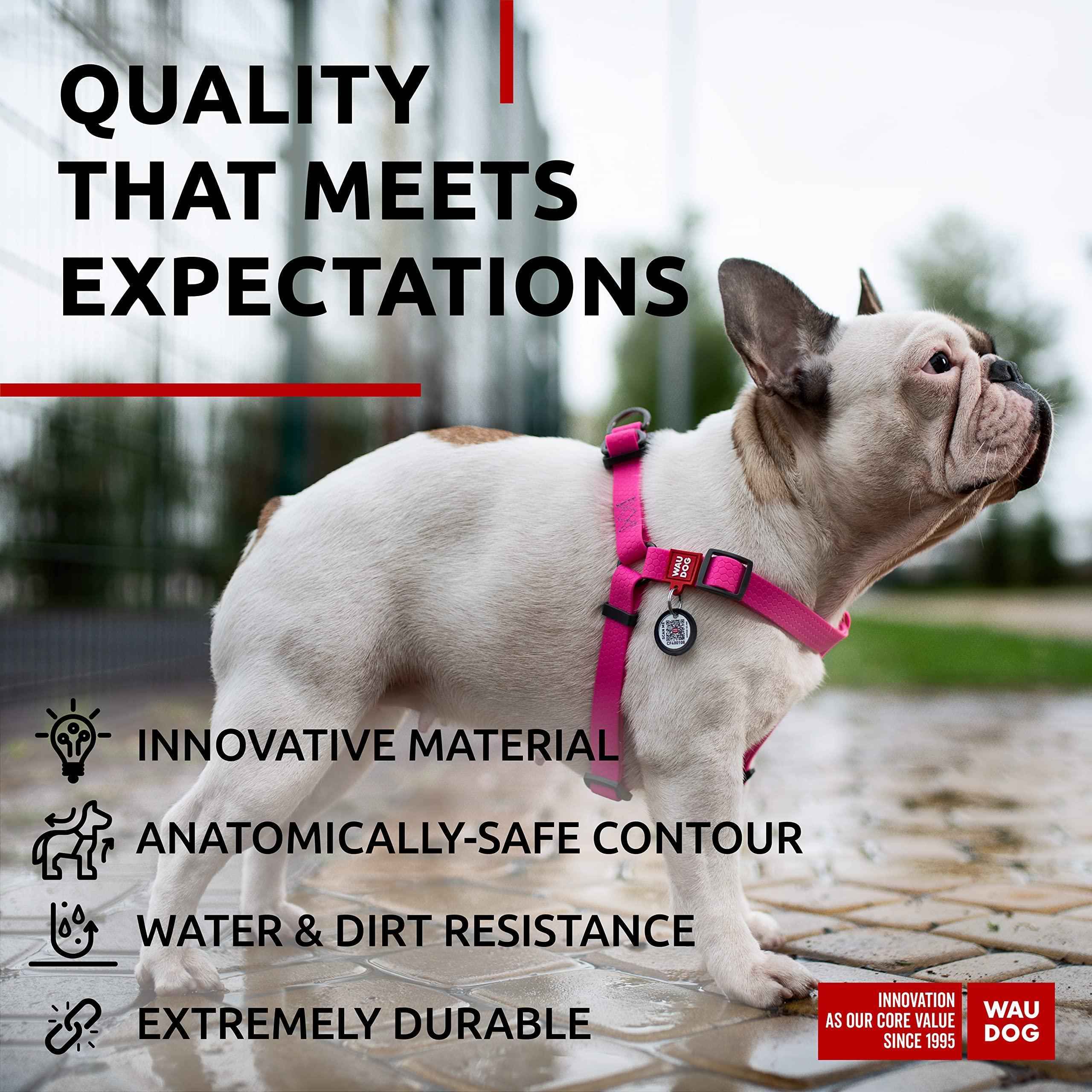 Waterproof Dog Harness   Adjustable Dog Harness for Large Dogs Small and Medium Dogs   Heavy Duty Dog Harness with Durable Metal Clasp and QR Dog Tag   Boy & Girl Dog Harness   Pink (20 32in)