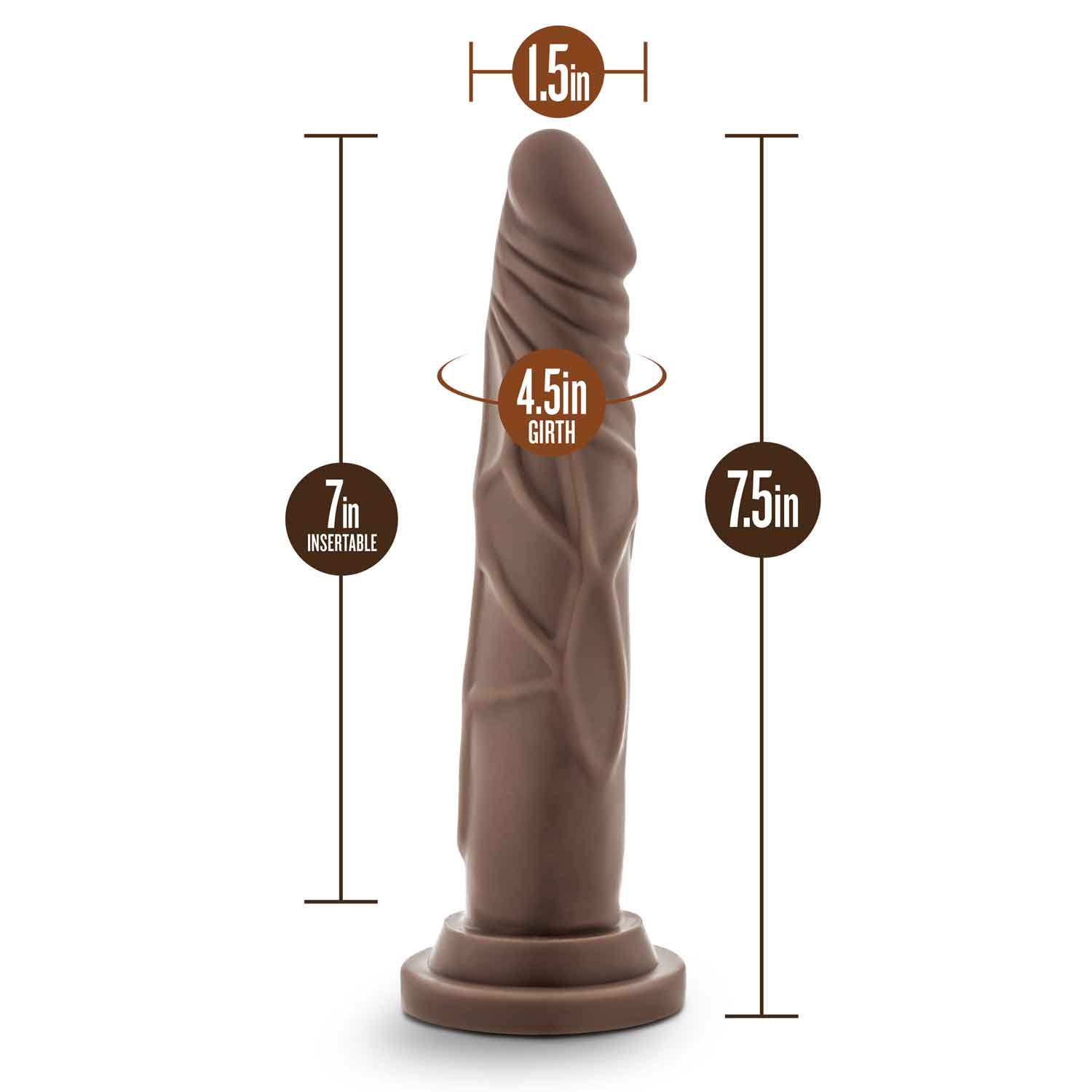 Dr. Skin Silicone - Dr. Carter - 7 Inch Dong With  Suction Cup - Chocolate - GreatEagleInc