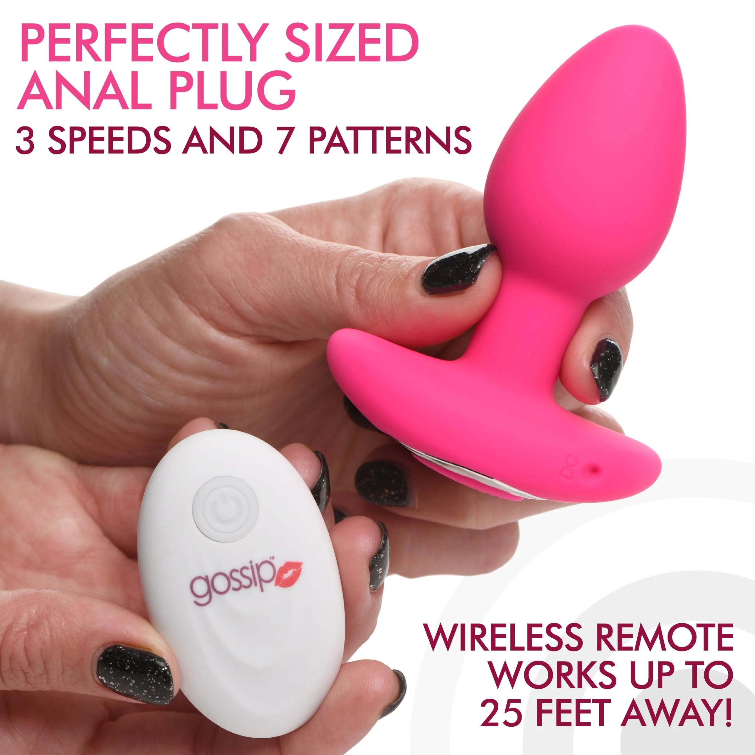 Gossip Pop Rocker 10x Vibrating Silicone Plug - Magenta - GreatEagleInc