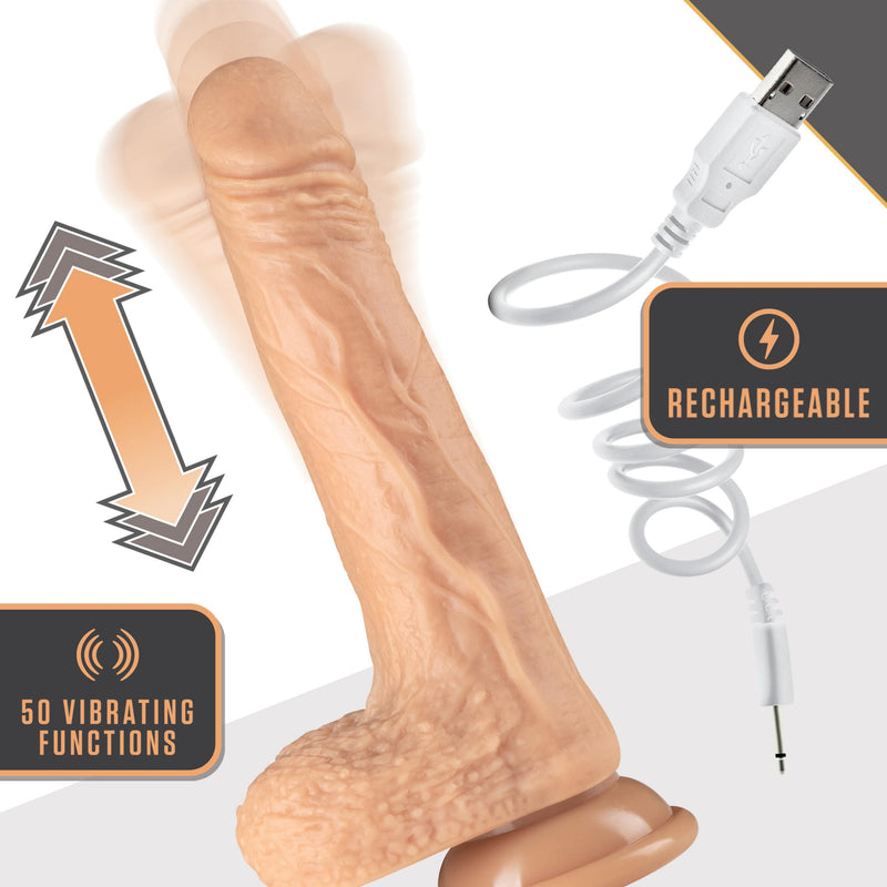 Dr. Skin Silicone - Dr. Grey - 7 Inch Thrusting  Dildo - Vanilla - GreatEagleInc
