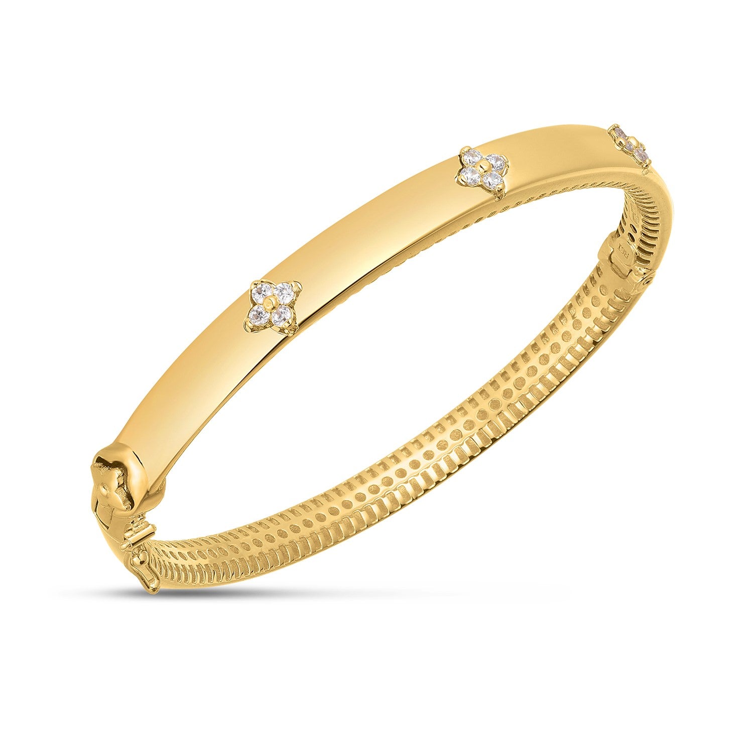 14k Yellow Gold Trilogy Diamond Bangle - 7'' - Apparel & Accessories
