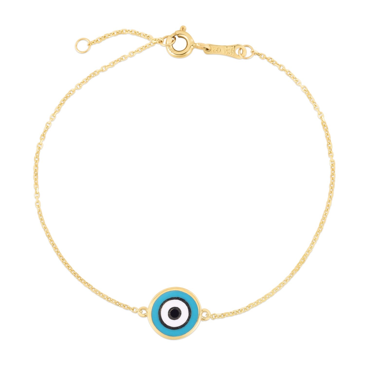 14k Yellow Gold Blue Evil Eye Bracelet - 7'' - Apparel & Accessories