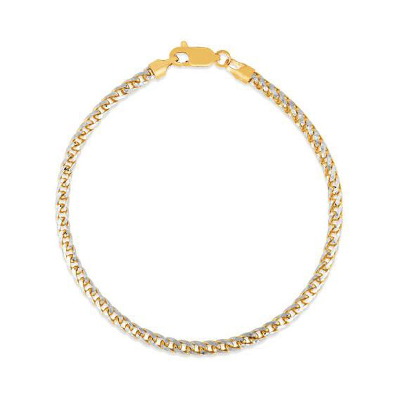 Round Pave Franco Chain Bracelet in 14k Yellow Gold (3.1 mm) - 8'' - Apparel & Accessories