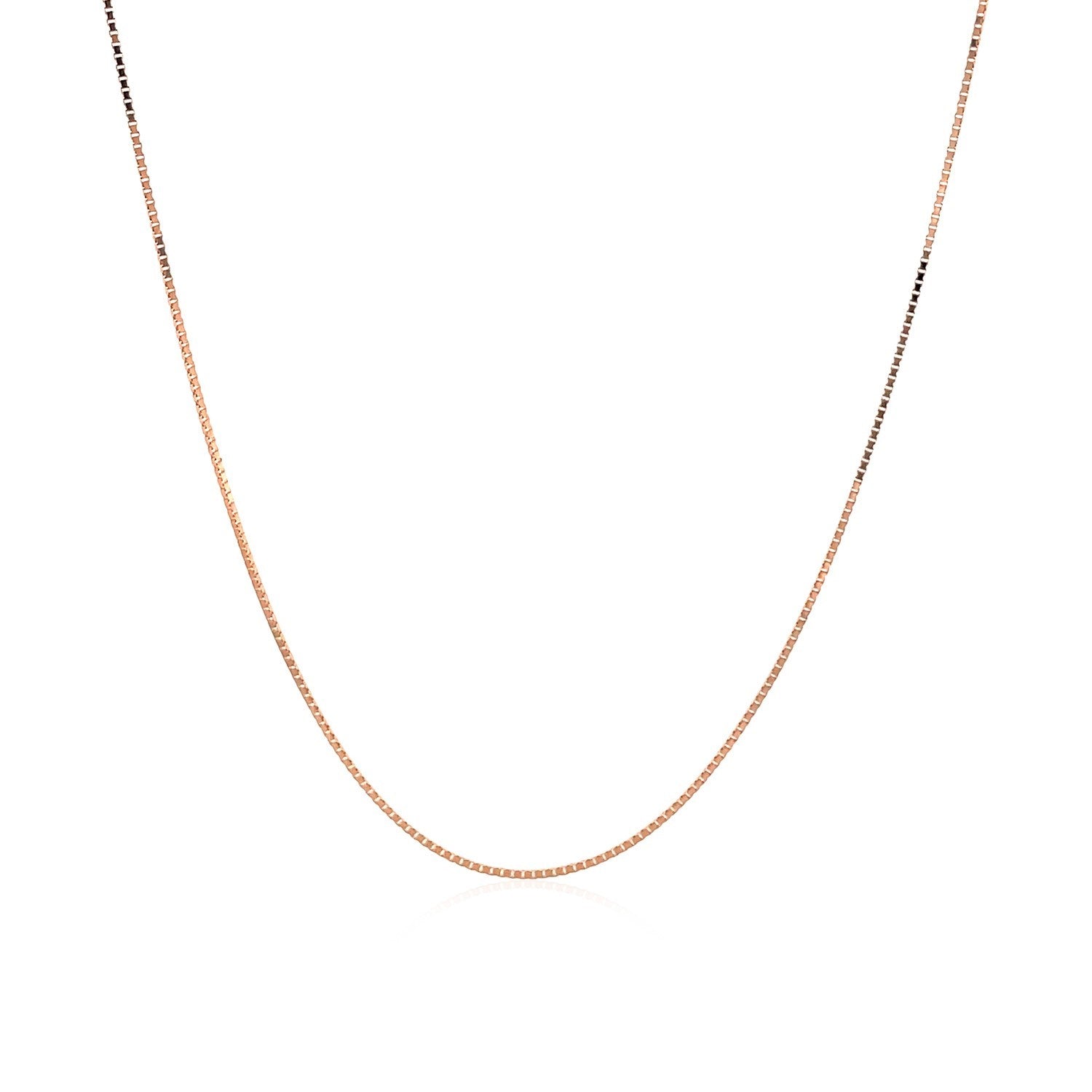 18k Rose Gold Classic Box Chain 0.6mm - 18'' - Apparel & Accessories