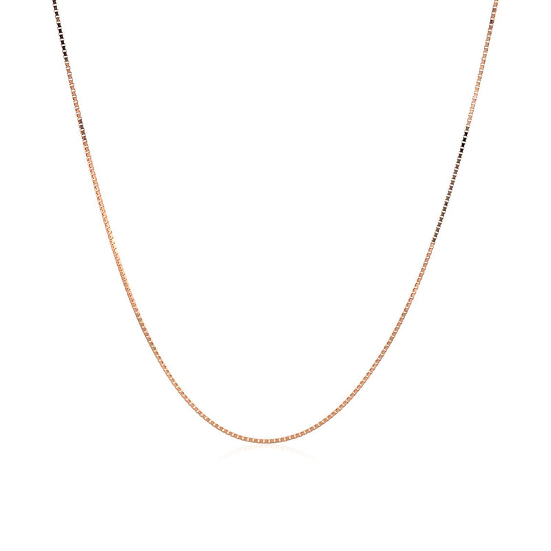 18k Rose Gold Classic Box Chain 0.6mm - 18'' - Apparel & Accessories