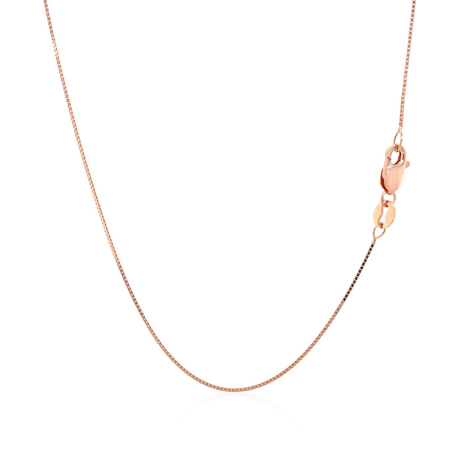18k Rose Gold Classic Box Chain 0.6mm - 18'' - Apparel & Accessories