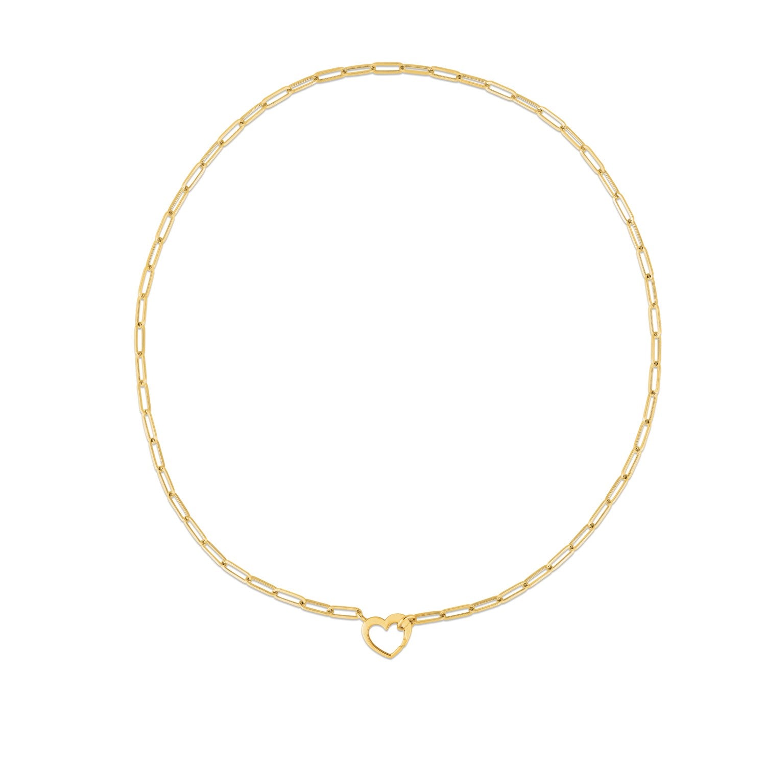 14k Yellow Gold Heart Element Paperclip Necklace - 18'' - Apparel & Accessories