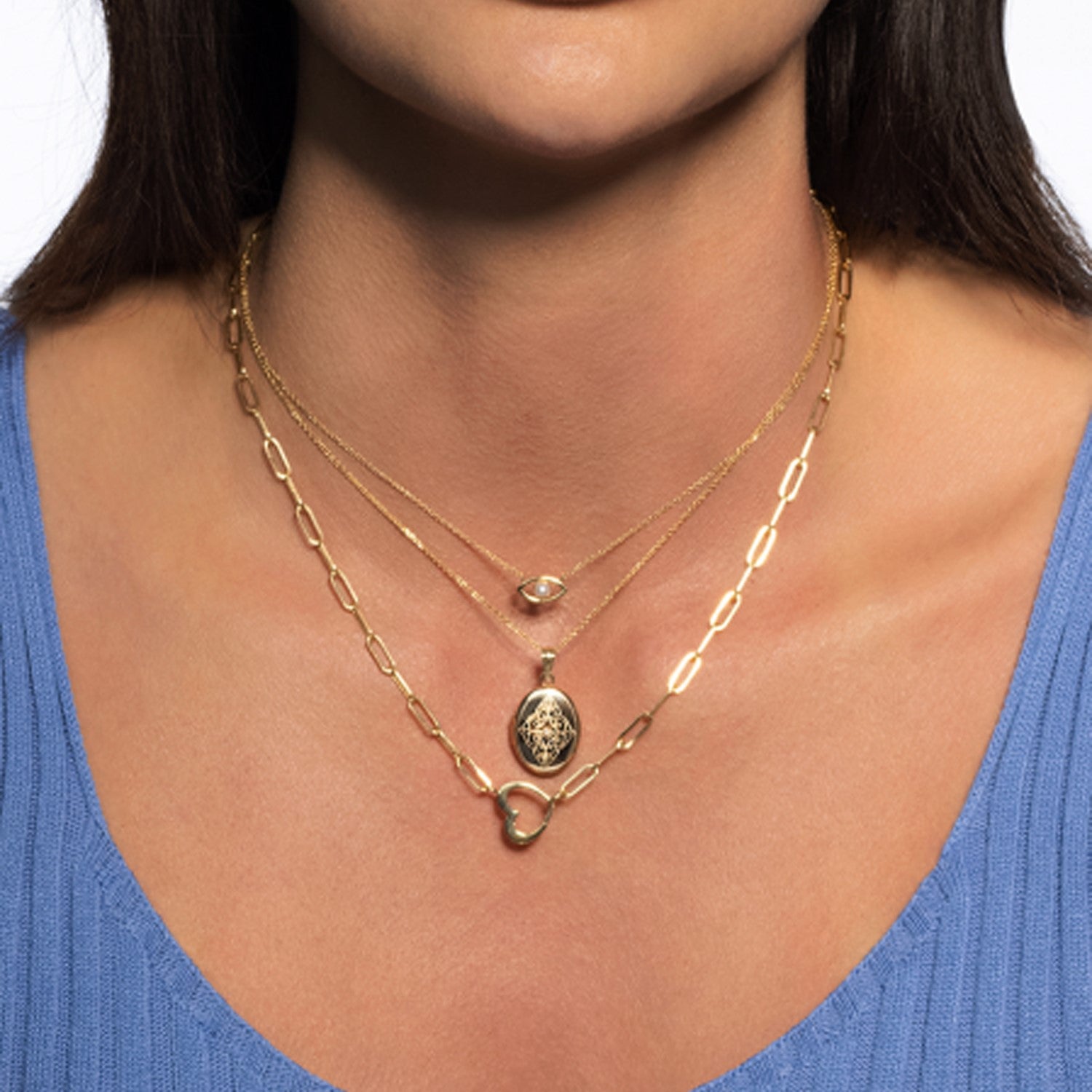 14k Yellow Gold Heart Element Paperclip Necklace - 18'' - Apparel & Accessories