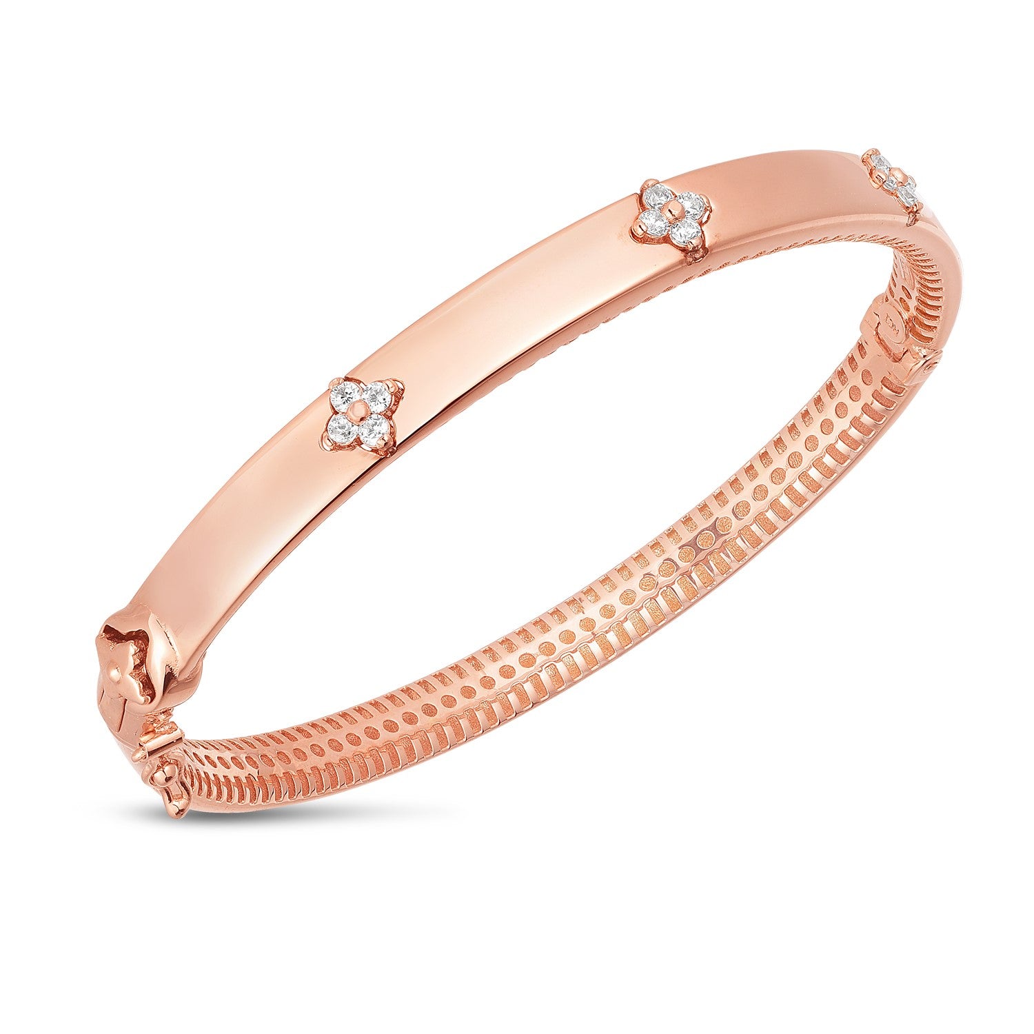 14k Rose Gold Trilogy Diamond Bangle - 7'' - Apparel & Accessories