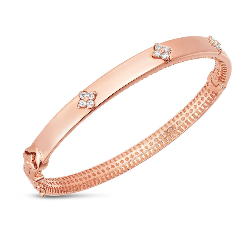 14k Rose Gold Trilogy Diamond Bangle - 7'' - Apparel & Accessories