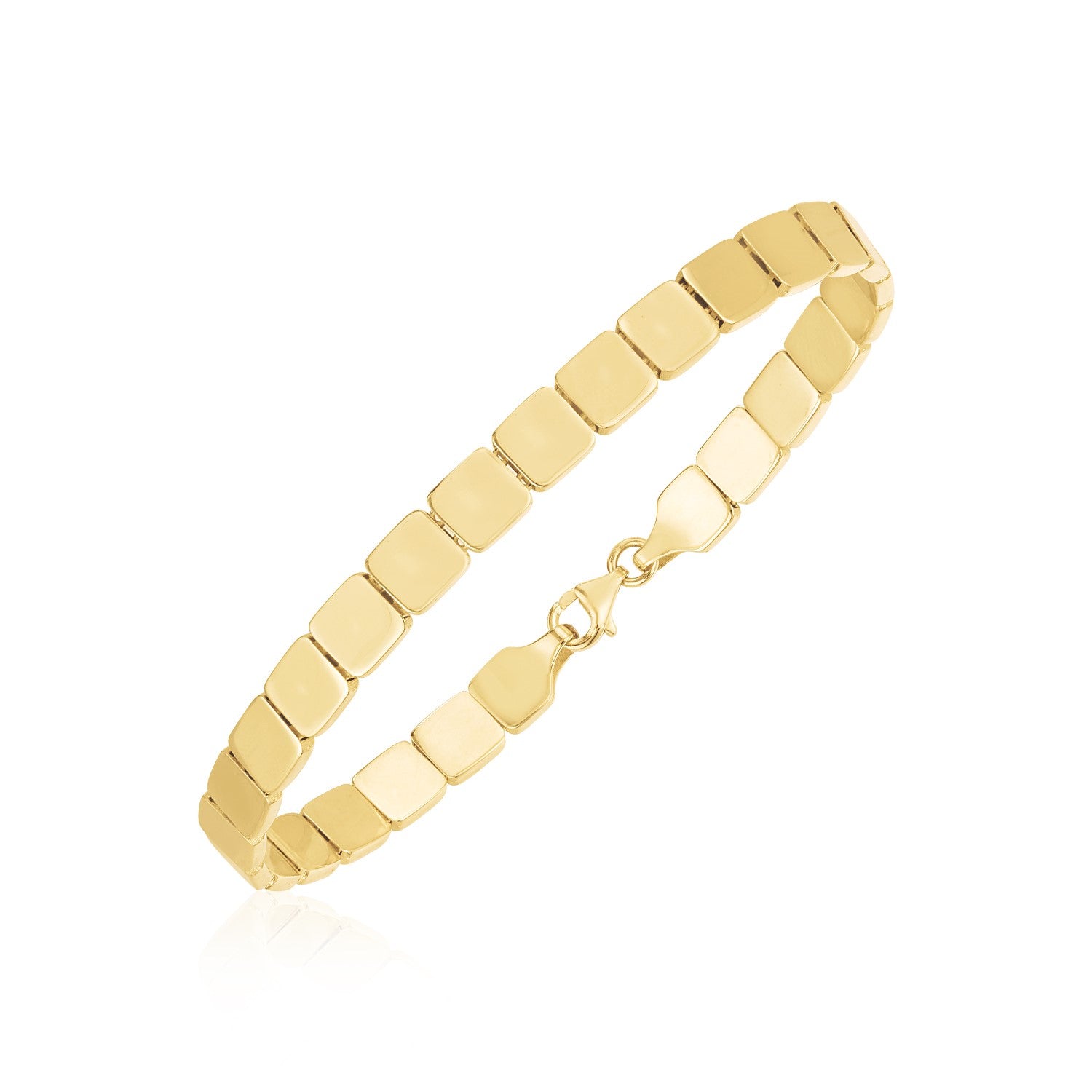 14k Yellow Gold High Polish Square Link Bracelet - 7'' - Apparel & Accessories
