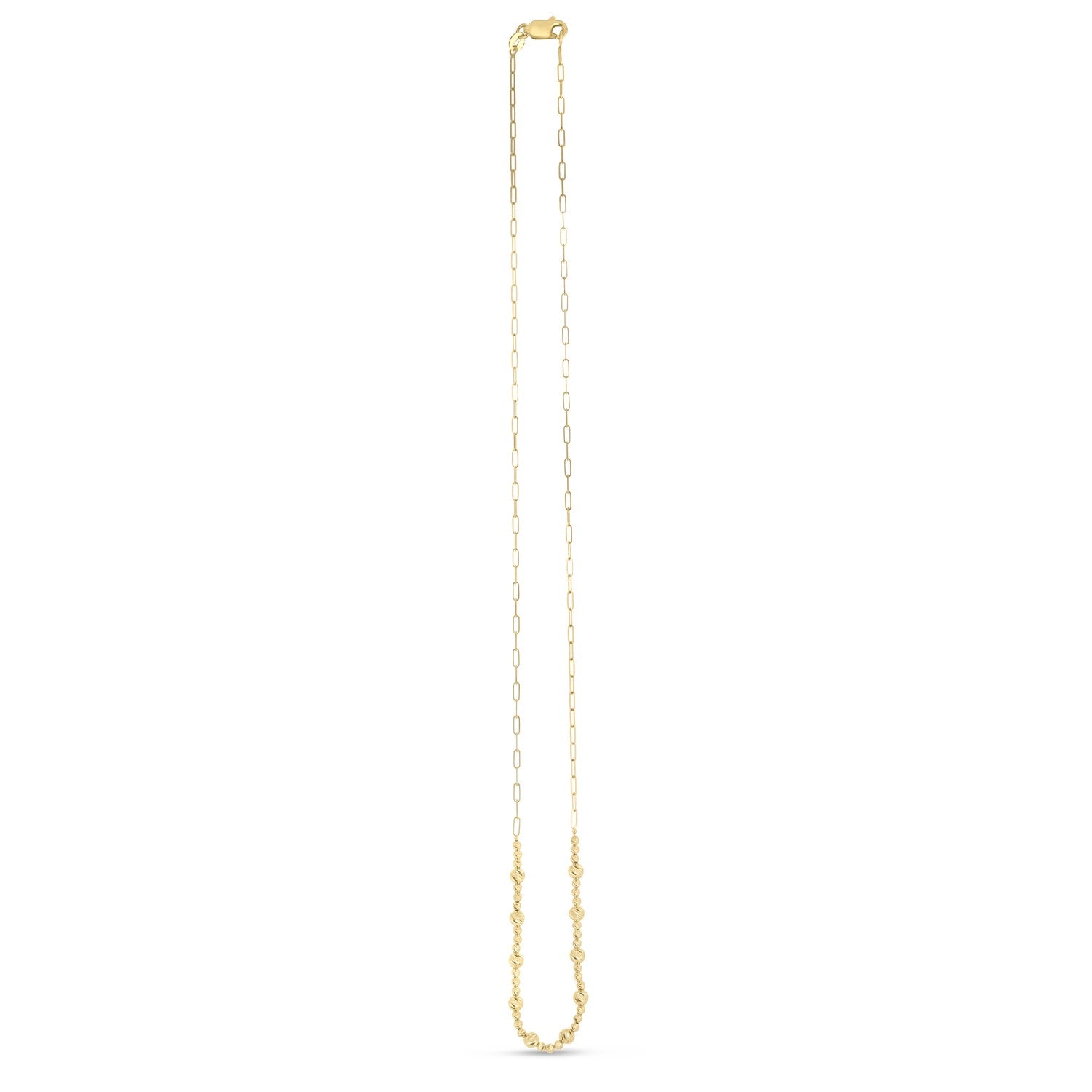 14k Yellow Gold Bead Paperclip Necklace - 18'' - Apparel & Accessories