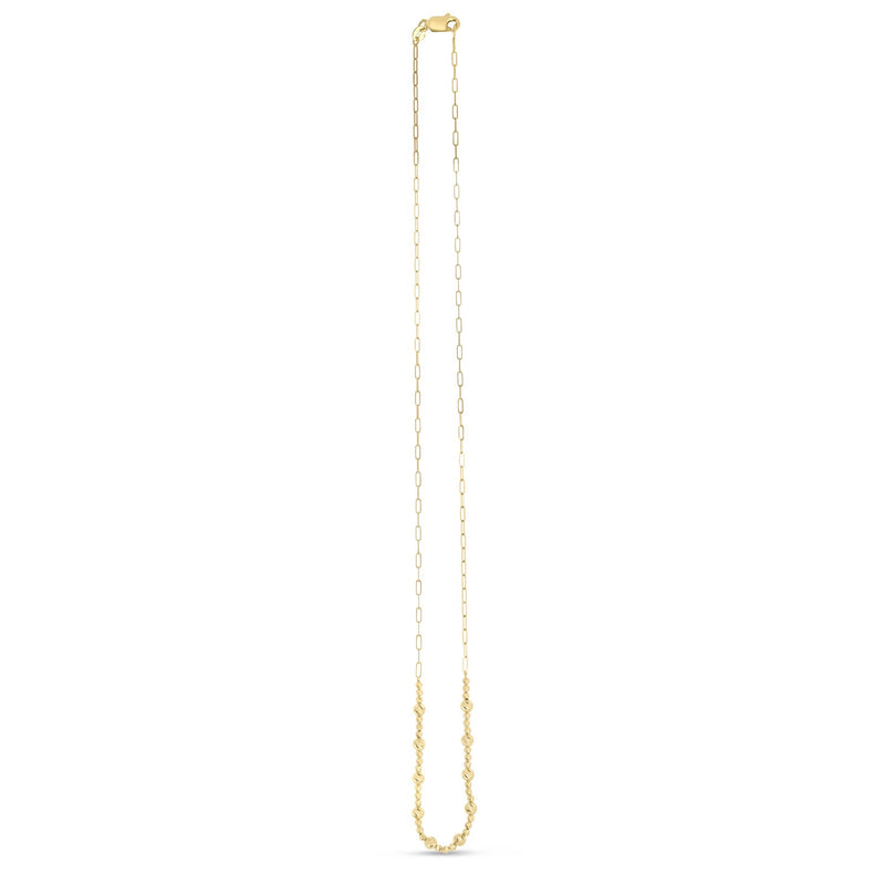14k Yellow Gold Bead Paperclip Necklace - 18'' - Apparel & Accessories