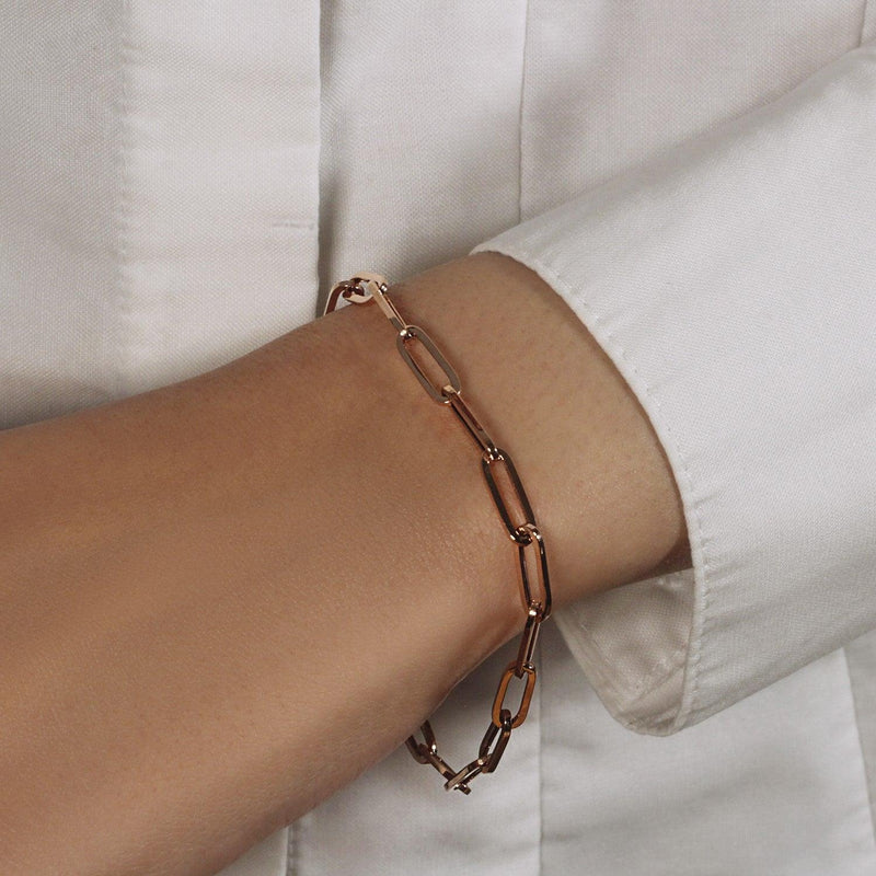 14K Rose Gold Bold Paperclip Chain Bracelet - 7.5'' - Apparel & Accessories