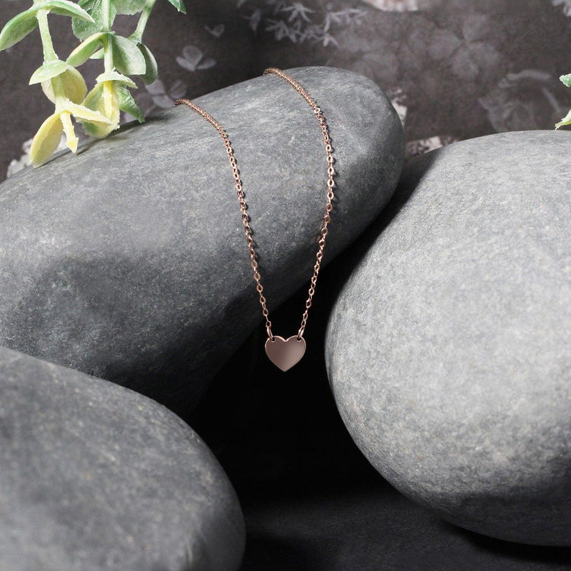 14k Rose Gold Polished Mini Heart Necklace - 18'' - Apparel & Accessories