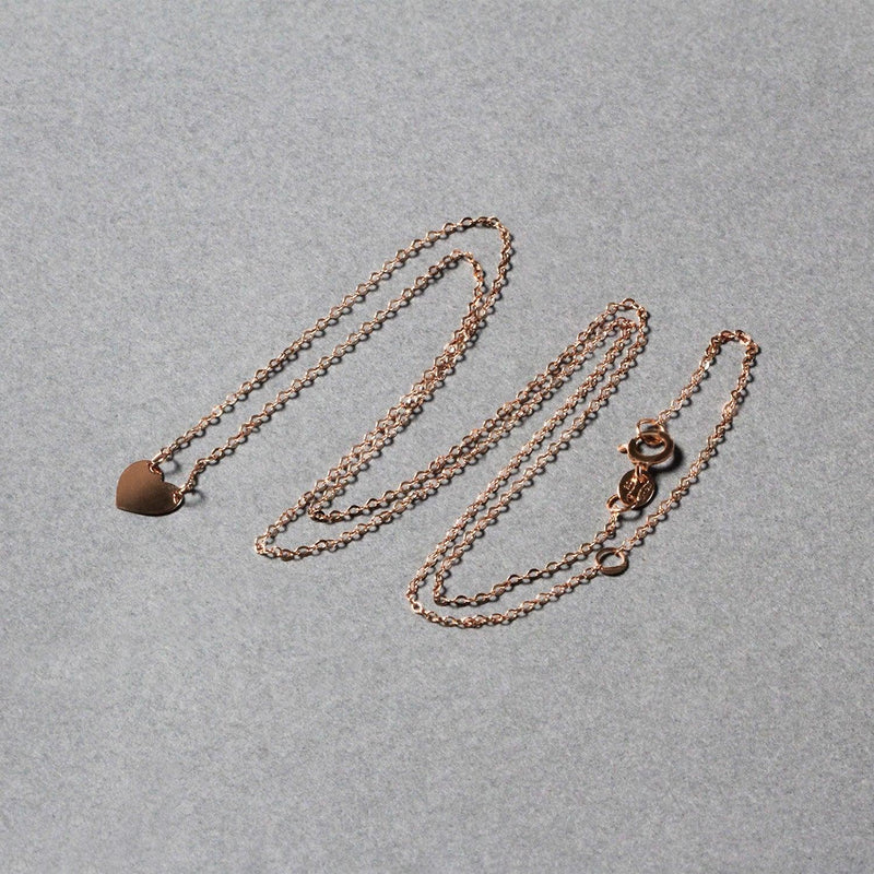 14k Rose Gold Polished Mini Heart Necklace - 18'' - Apparel & Accessories