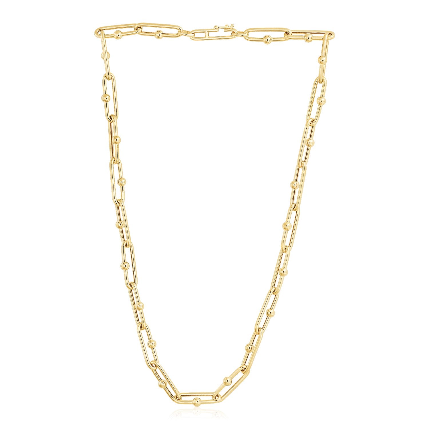 14k Yellow Gold High Polish Elongated Paperclip Jax Link Necklace - 18'' - Apparel & Accessories