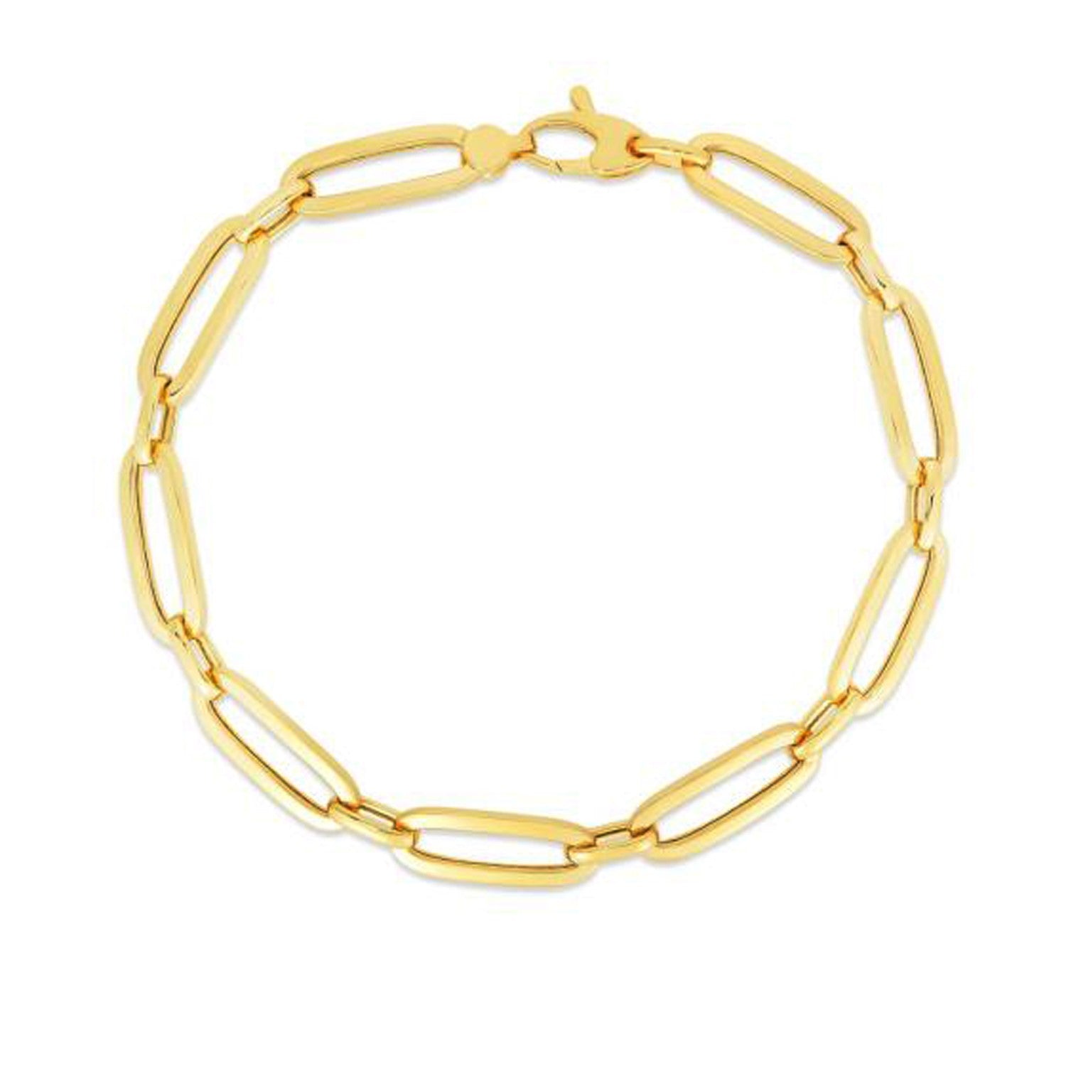 14k Yellow Gold 7 1/4 inch Bombay Paperclip Chain Bracelet - 7.25'' - Apparel & Accessories