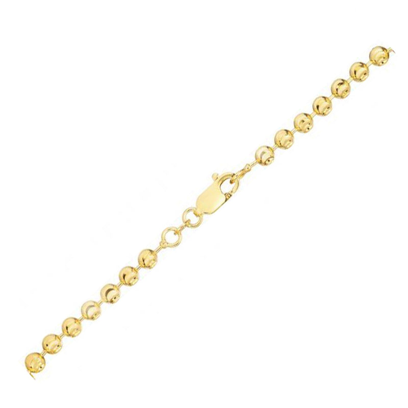 Moon Cut Bead Chain Bracelet in 14k Yellow Gold (3.0 mm) - 7'' - Apparel & Accessories