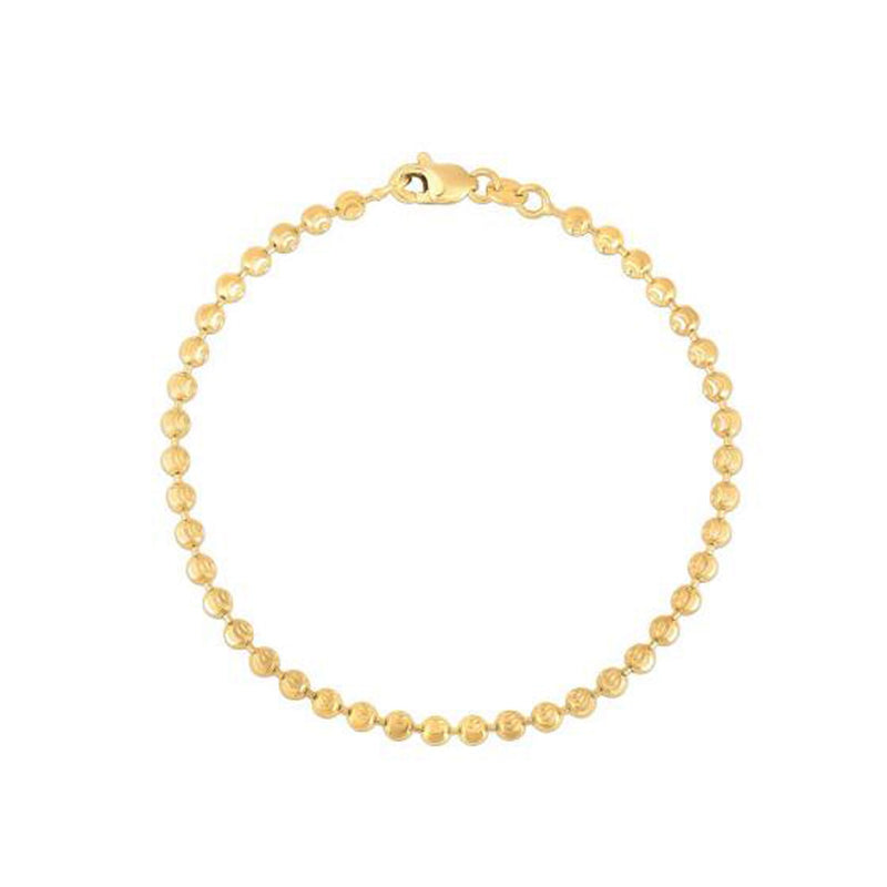 Moon Cut Bead Chain Bracelet in 14k Yellow Gold (3.0 mm) - 7'' - Apparel & Accessories