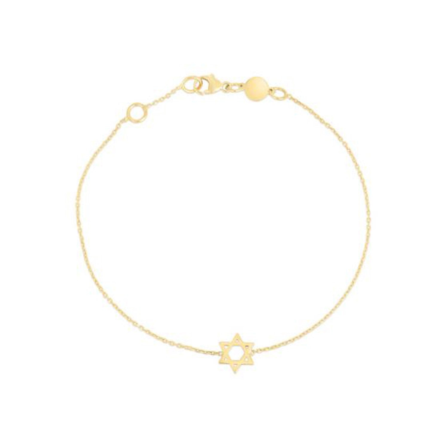 14k Yellow Gold Star of David Bracelet - 7'' - Apparel & Accessories