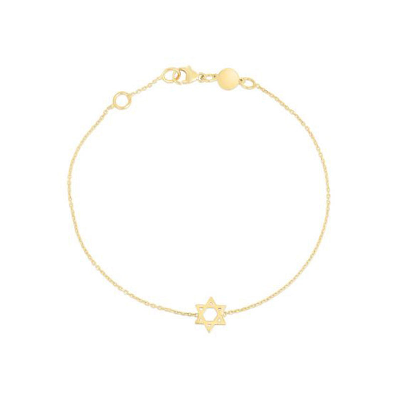 14k Yellow Gold Star of David Bracelet - 7'' - Apparel & Accessories