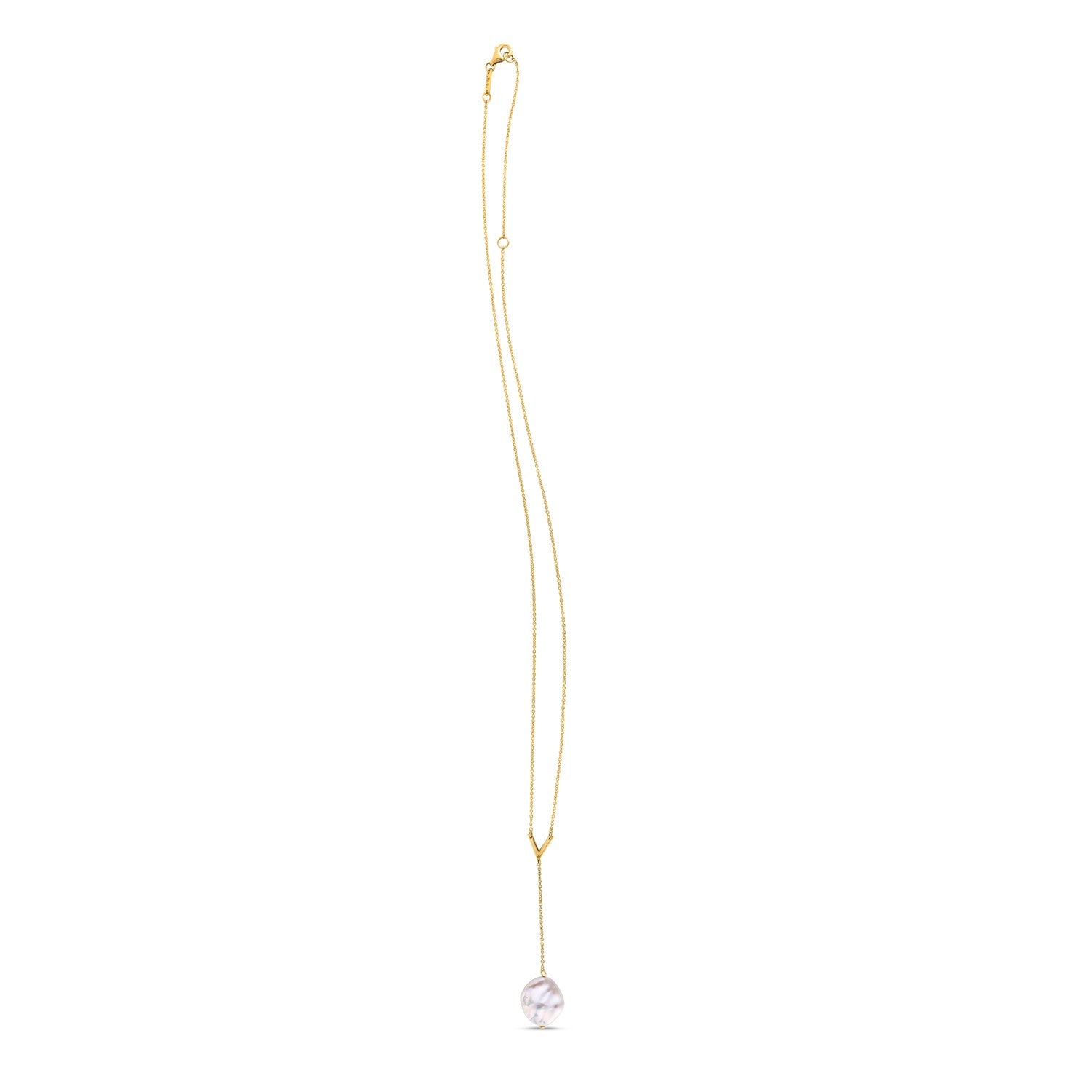 14k Yellow Gold Tesoro Pearl Lariat Necklace - 18'' - Apparel & Accessories