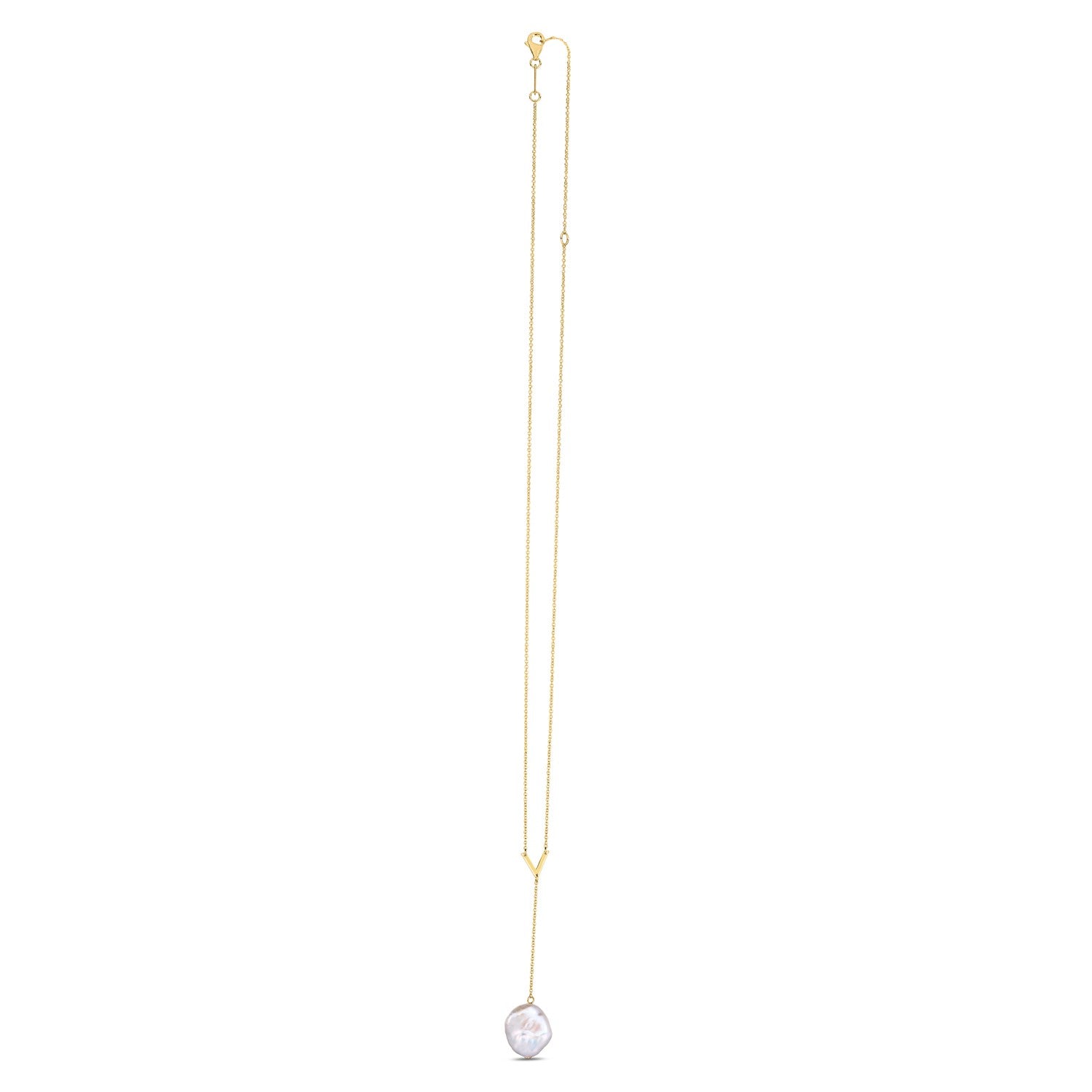14k Yellow Gold Tesoro Pearl Lariat Necklace - 18'' - Apparel & Accessories