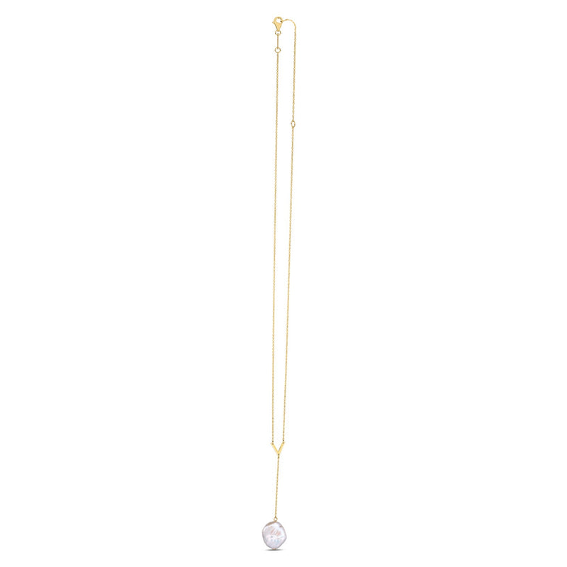 14k Yellow Gold Tesoro Pearl Lariat Necklace - 18'' - Apparel & Accessories