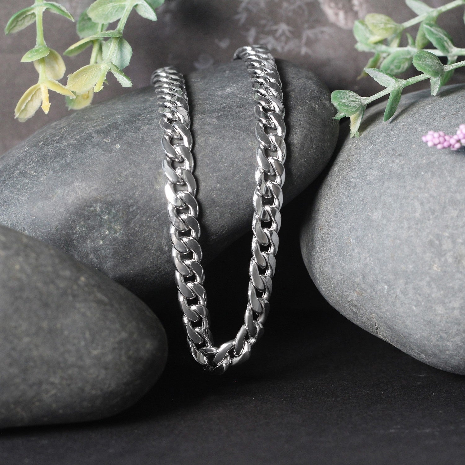 7.0mm 14K White Gold Miami Cuban Semi Solid Chain