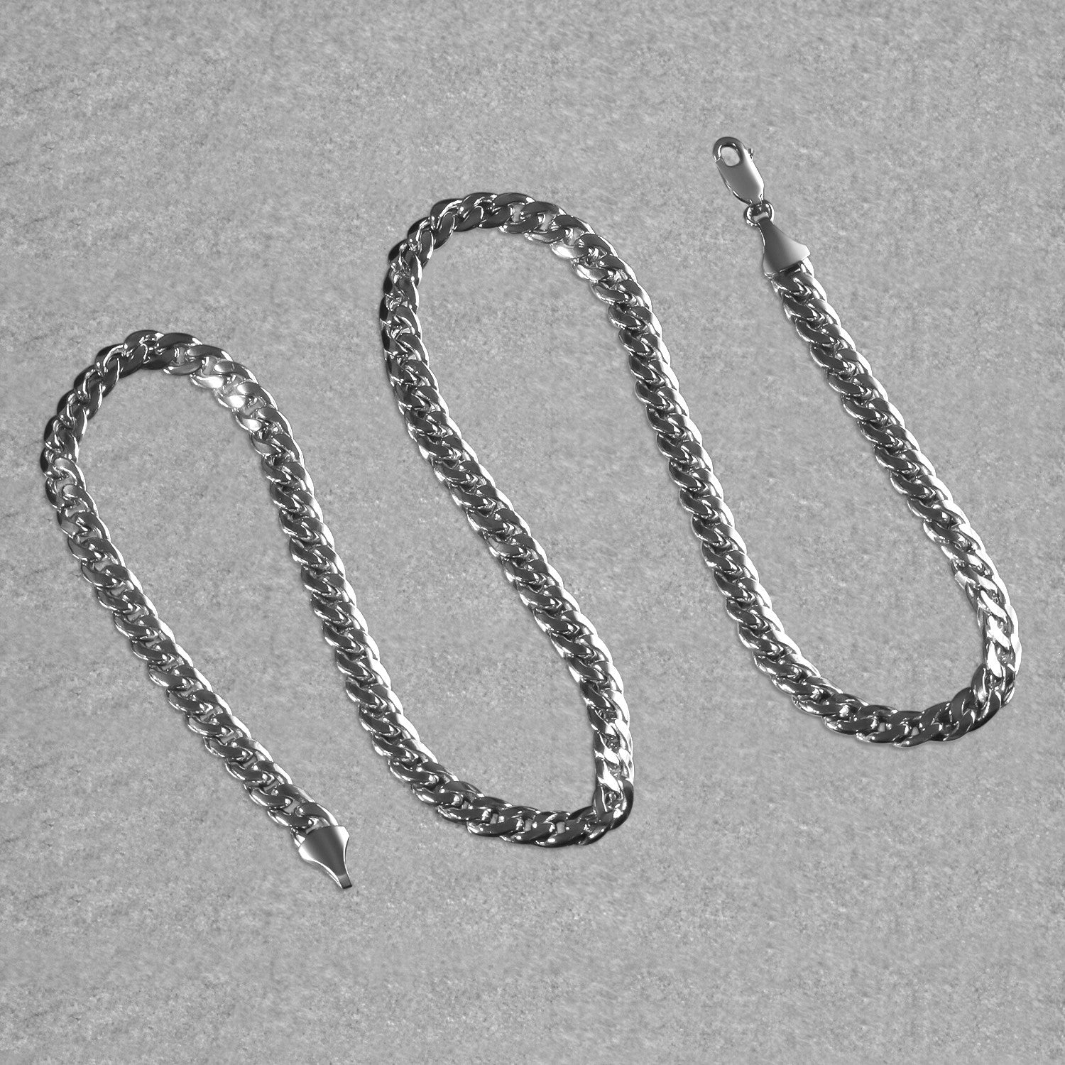 7.0mm 14K White Gold Miami Cuban Semi Solid Chain