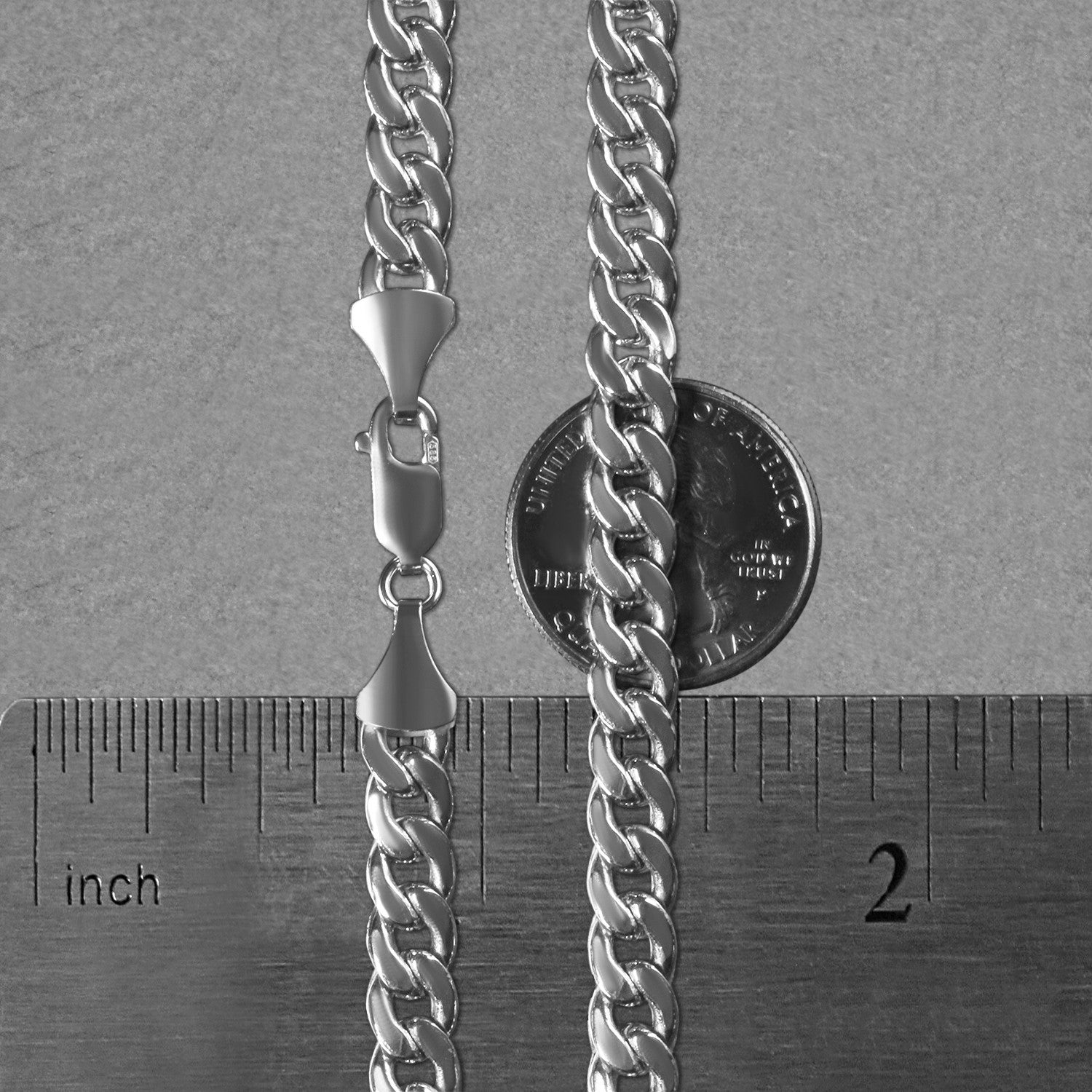 7.0mm 14K White Gold Miami Cuban Semi Solid Chain
