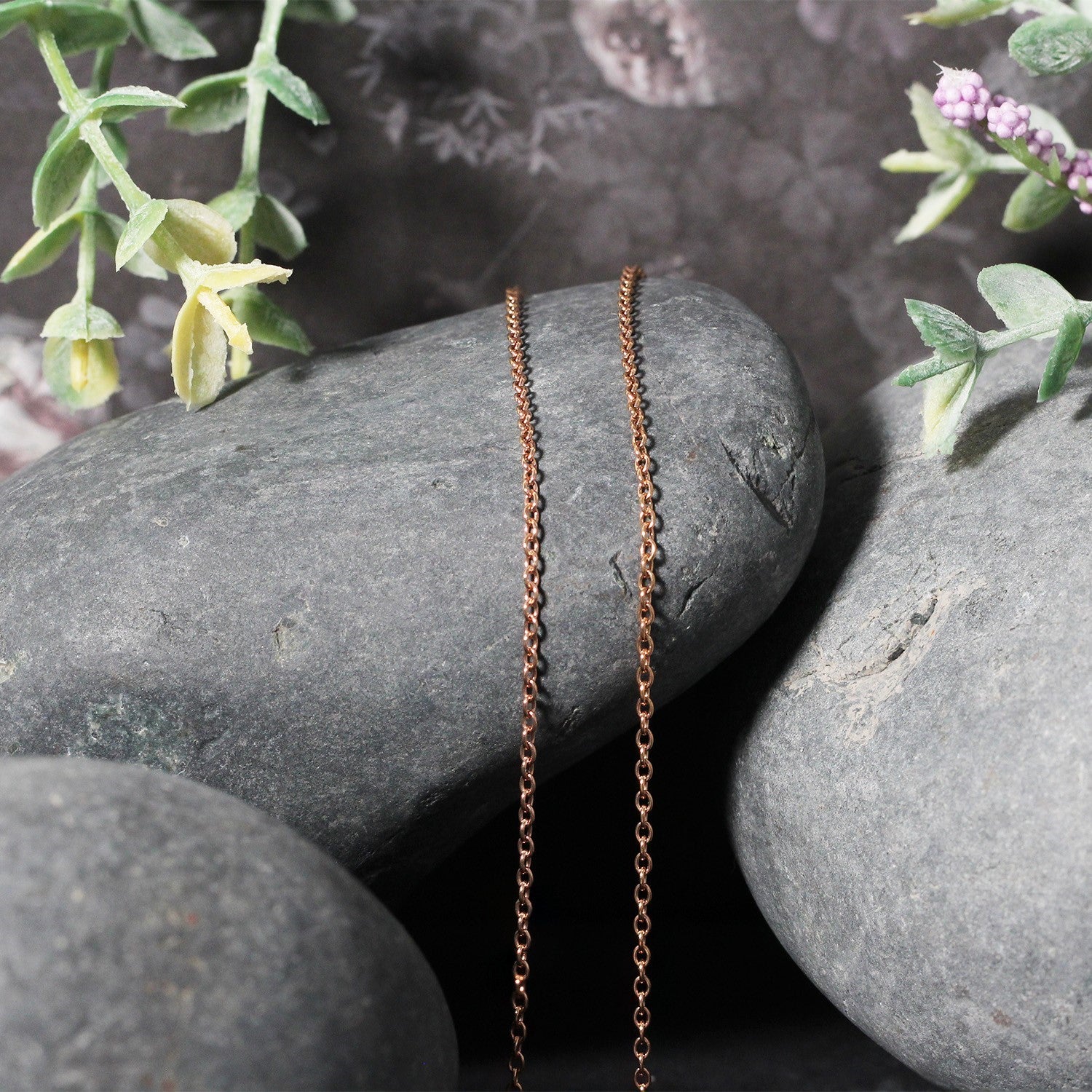 18k Rose Gold Round Oval Link Chain 1.5mm - 18'' - Apparel & Accessories