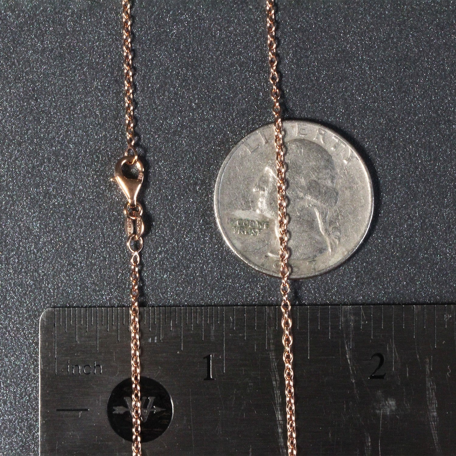 18k Rose Gold Round Oval Link Chain 1.5mm - 18'' - Apparel & Accessories