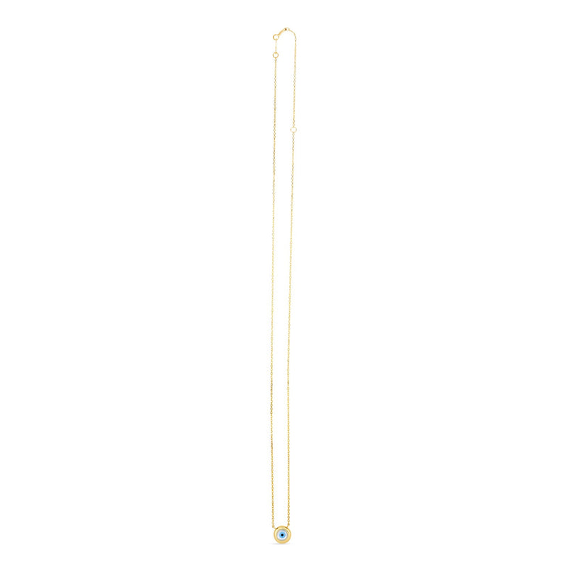 14k Yellow Gold MOP Evil Eye Necklace - 18'' - Apparel & Accessories