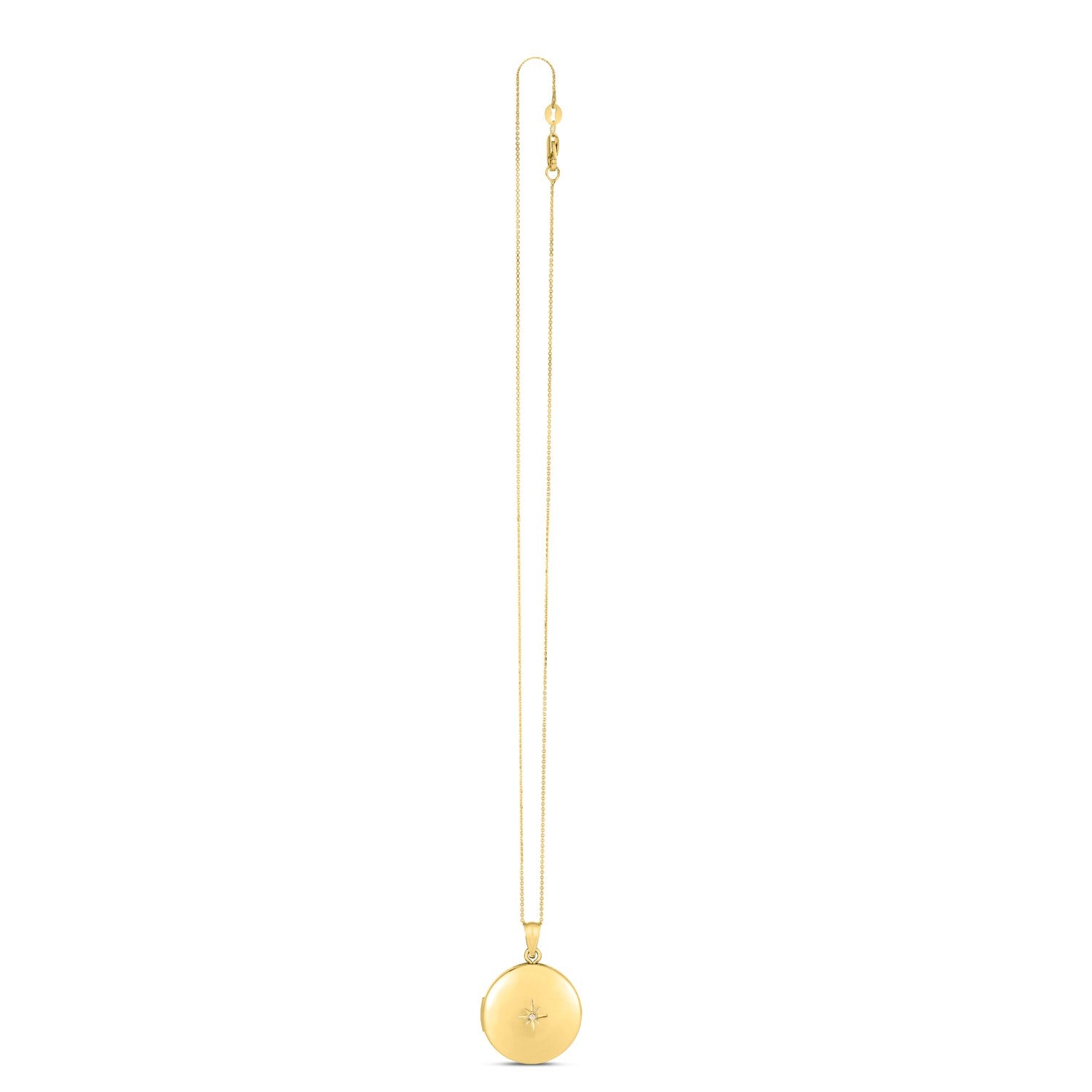 14k Yellow Gold Round North Star Locket Necklace - 18'' - Apparel & Accessories