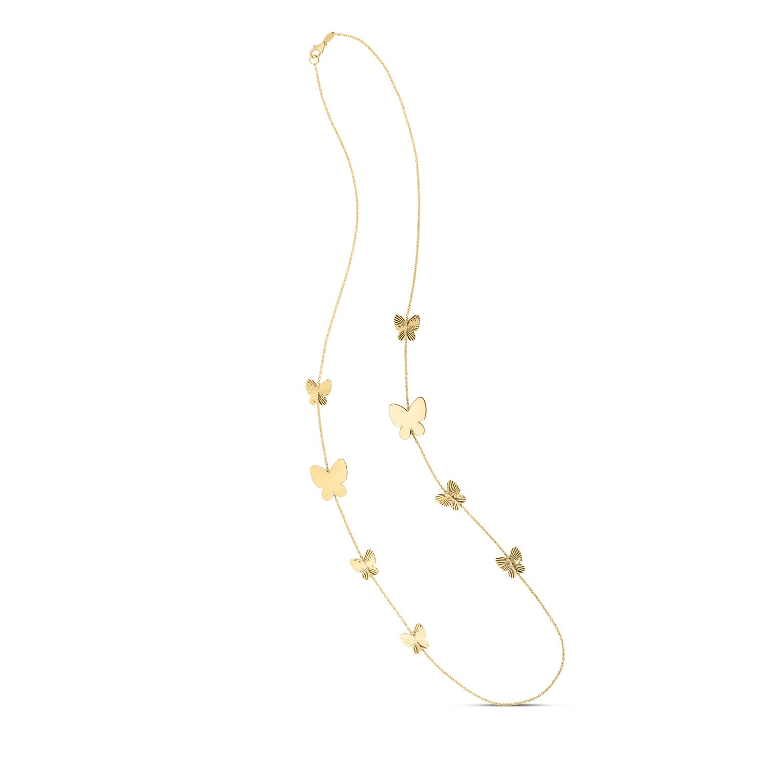 14k Yellow Gold Papillon Graduated Butterfly Necklace - 26'' - Apparel & Accessories