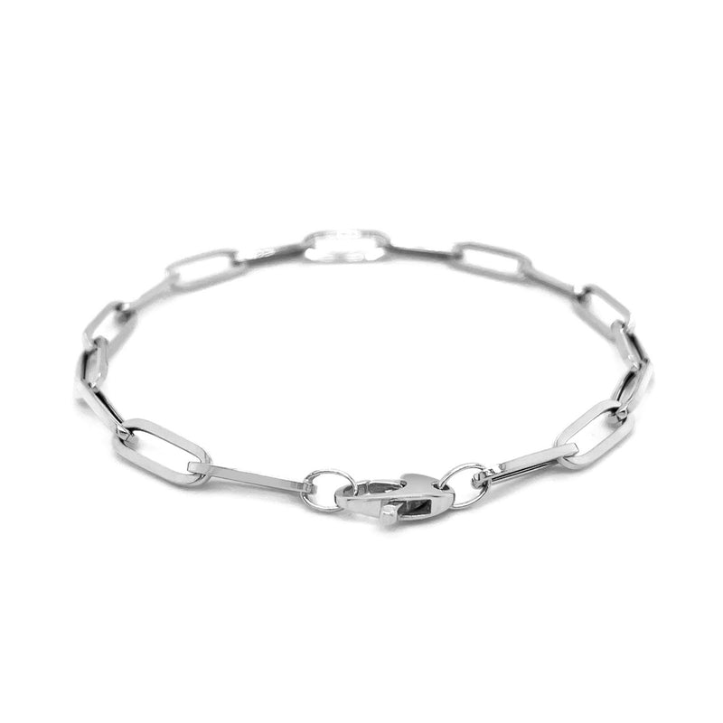 14K White Gold Bold Paperclip Chain Bracelet - 7.5'' - Apparel & Accessories
