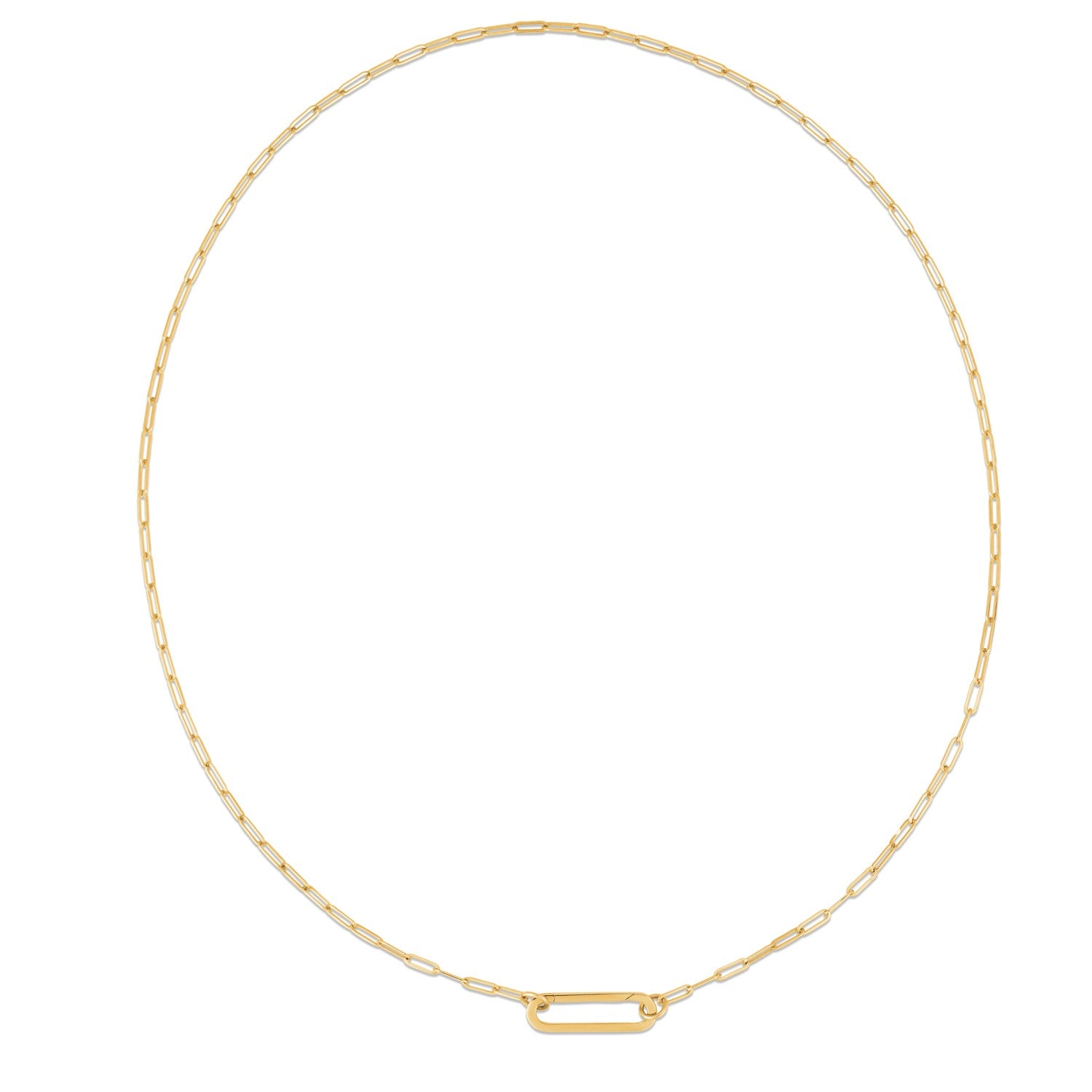 14k Yellow Gold Elongated Link Paperclip Necklace - 18'' - Apparel & Accessories