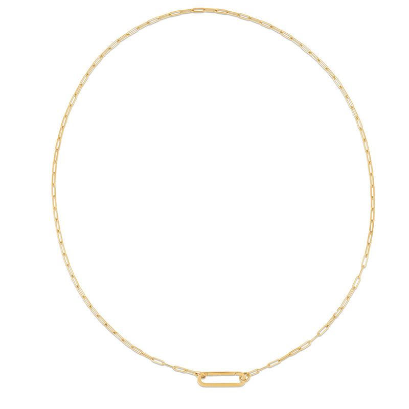 14k Yellow Gold Elongated Link Paperclip Necklace - 18'' - Apparel & Accessories