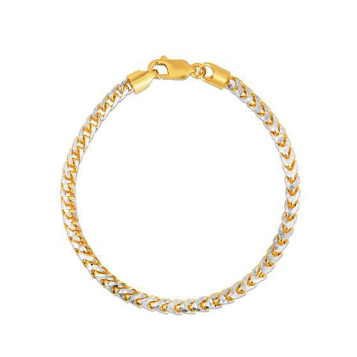 Round Pave Franco Chain Bracelet in 14k Yellow Gold (4.0 mm) - 8'' - Apparel & Accessories