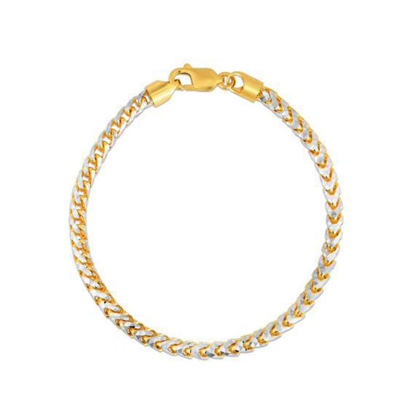 Round Pave Franco Chain Bracelet in 14k Yellow Gold (4.0 mm) - 8'' - Apparel & Accessories