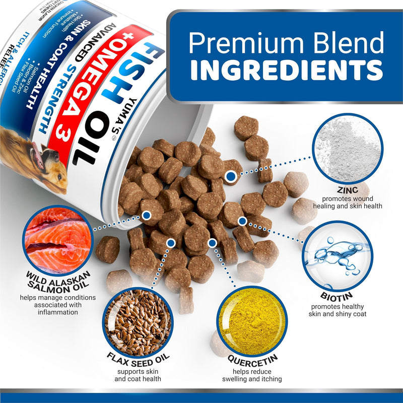Omega 3 Fish Oil for Dogs   170 Chews   Skin and Coat Supplement   Omega 3 for Dogs   Dry & Itchy Skin Relief Treatment…