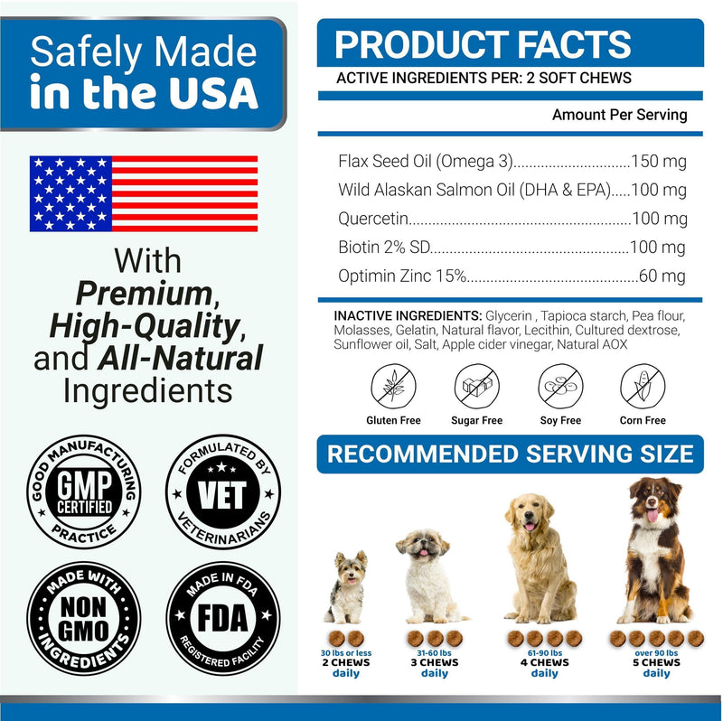 Omega 3 Fish Oil for Dogs   170 Chews   Skin and Coat Supplement   Omega 3 for Dogs   Dry & Itchy Skin Relief Treatment…