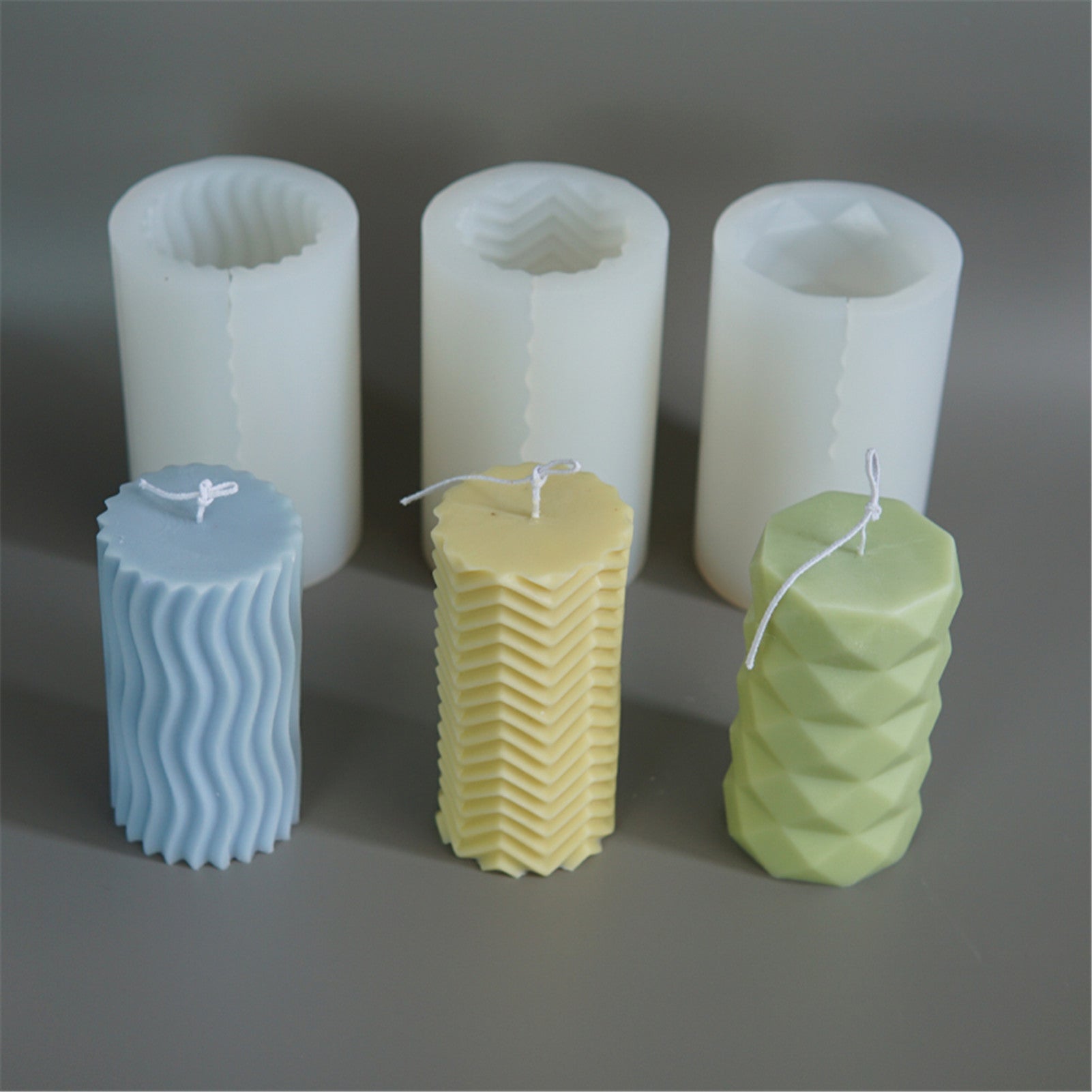 Cylindrical Candle Molds Water Cube Horizontal Fold Vertical Ripple Styles Silicone Mold DIY Aromatherapy Candle Making Mould