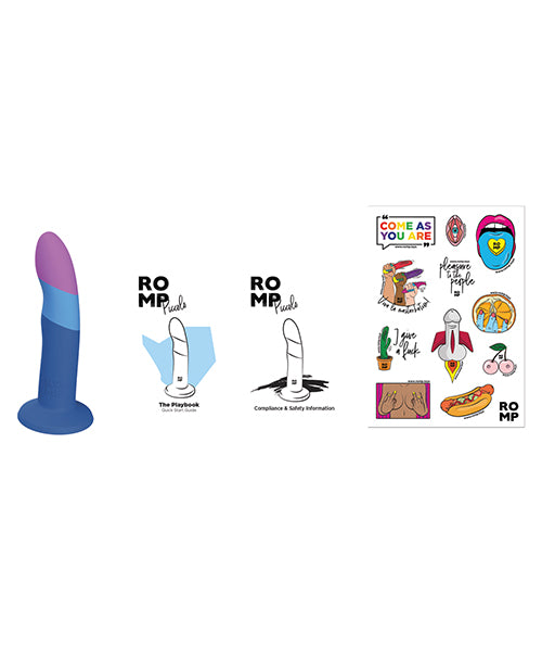 ROMP Piccolo 3 Color Dildo - Blue - GreatEagleInc