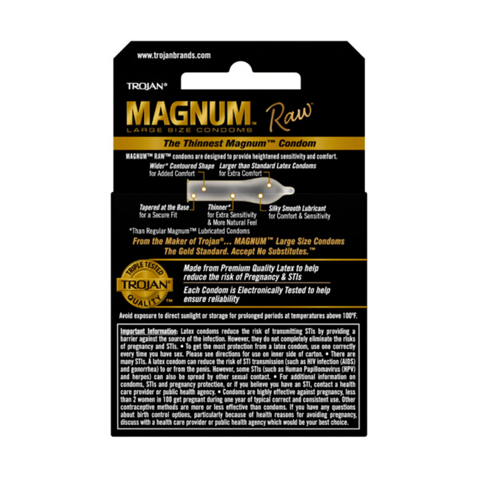 Trojan Magnum Raw 3 Ct Condoms - GreatEagleInc