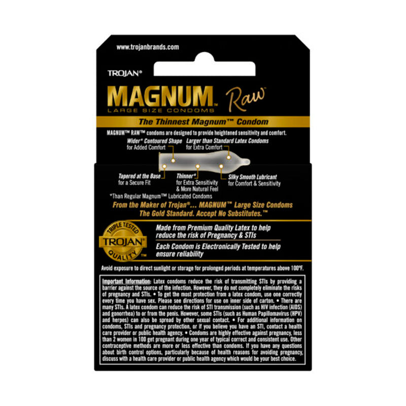 Trojan Magnum Raw 3 Ct Condoms - GreatEagleInc